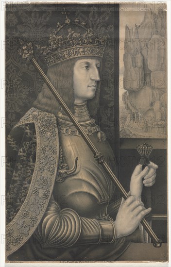 Portrait of Kaiser Maximilian I with Crown and Scepter, 1825. Creator: Florentin Lauter (German).