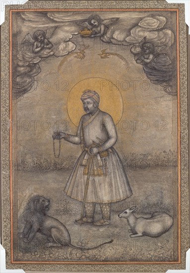 Portrait of the Aged Akbar, c. 1640-1650. Creator: Govardhan (Indian, active c.1596-1645), attributed to.
