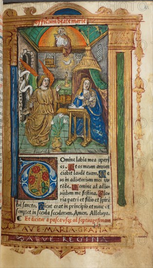 Printed Book of Hours (Use of Rome): fol. 25r, The Annunciation, 1510. Creator: Guillaume Le Rouge (French, Paris, active 1493-1517).