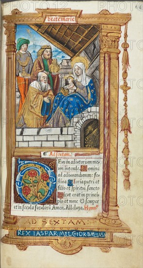 Printed Book of Hours (Use of Rome): fol. 38r, Adoration of the Magi, 1510. Creator: Guillaume Le Rouge (French, Paris, active 1493-1517).