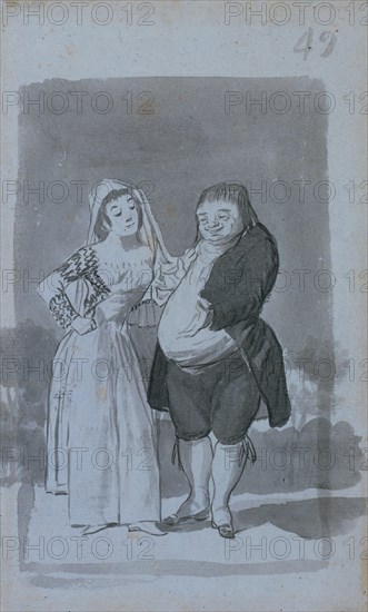 Prostitute Soliciting a Fat, Ugly Man (recto), 1796-97. Creator: Francisco de Goya (Spanish, 1746-1828).