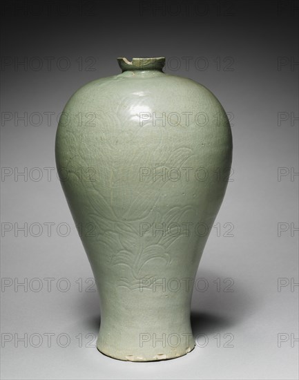 Prunus Vase with Incised Peony Design, 1100s-1200s. Creator: Unknown.