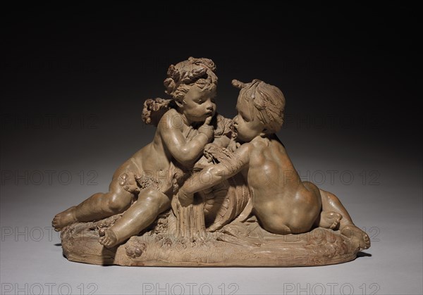 Putti Representing Earth and Water, 1865. Creator: Albert-Ernest Carrier-Belleuse (French, 1824-1887).