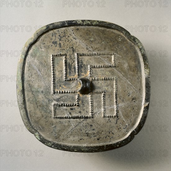 Quadrilobed Mirror with Wan Symbol, 8th-9th century. Creator: Unknown.