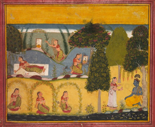 Radha Awaiting Reconciliation with Krishna, from a Gita Govinda of Jayadeva, c. 1680. Creator: Unknown.