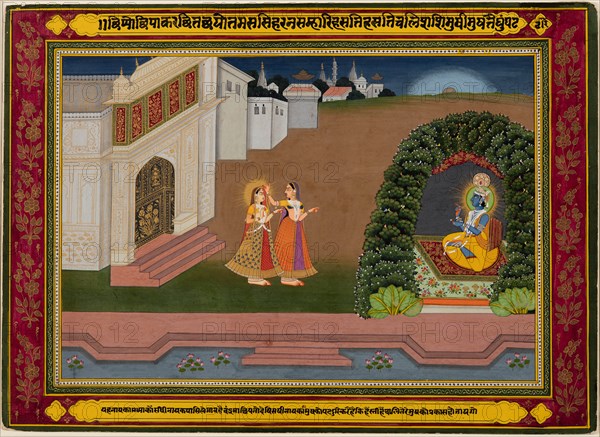 Radha?s Confidante Brings Her to Krishna, c. 1790-1800. Creator: Unknown.