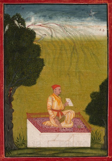 Raja Dalip Singh of Guler on a Dais, c. 1720. Creator: Unknown.