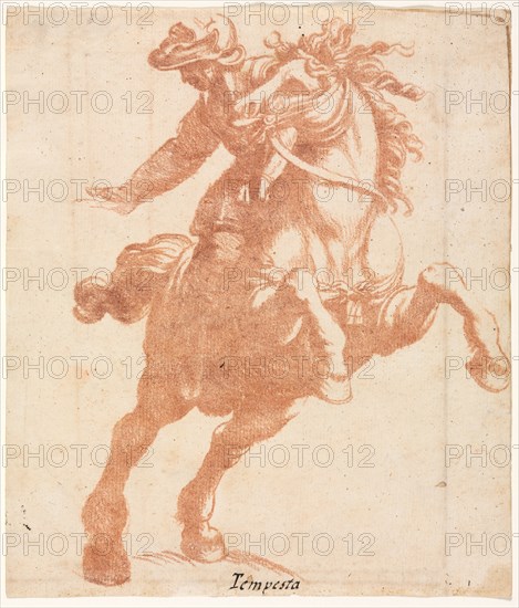 Rearing Horse and Rider, c. 1600. Creator: Antonio Tempesta (Italian, 1555-1630), attributed to.