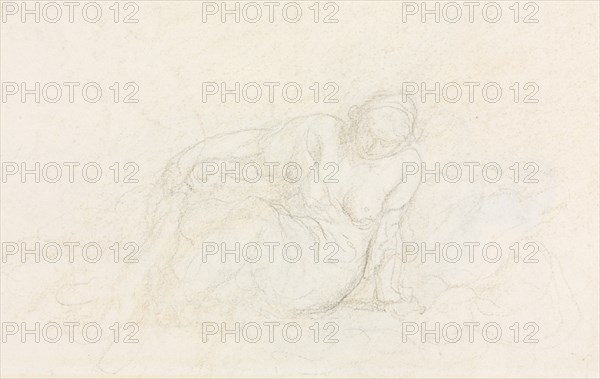 Reclining Woman Leaning on Her Arm (verso), 1855/60. Creator: Honoré Daumier (French, 1808-1879).