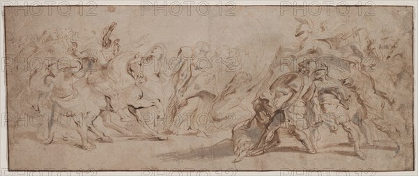 Reconciliation of the Romans and the Sabines (recto) Venus Disarming Mars, Drapery Study (verso) . Creator: Peter Paul Rubens (Flemish, 1577-1640).