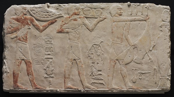 Relief of Three Offering Bearers, c. 2311-2281 BC. Creator: Unknown.