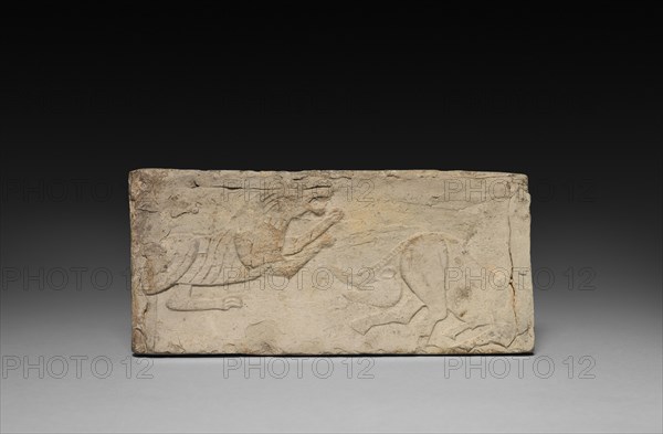 Relief with Rampant Tiger and Boar from a Funerary Stove Model, 206 BC- AD 220. Creator: Unknown.