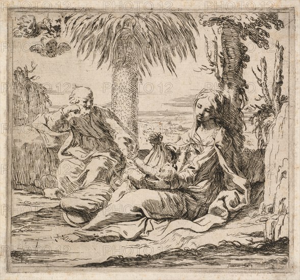 Rest on the Flight into Egypt. Creator: Elisabetta Sirani (Italian, 1638-1665).