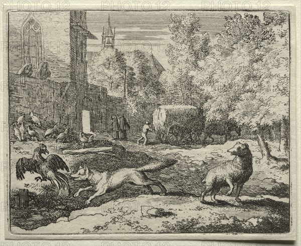 Reynard the Fox: Reynard Chasing Hens. Creator: Allart van Everdingen (Dutch, 1621-1675).