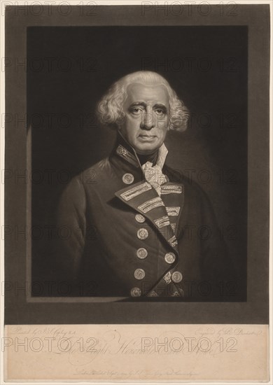 Richard, Earl Howe, 1794. Creator: Robert Dunkarton (British, 1744-c. 1817).