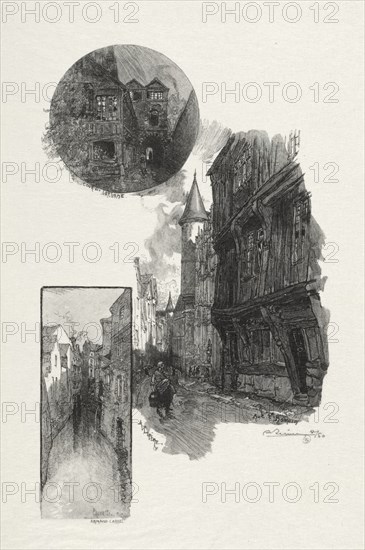 Rouen Illustré: Cour de LAlbane; Rue Saint Romain; Laubette Rue Armand - Carrel, 1896. Creator: Auguste Louis Lepère (French, 1849-1918).