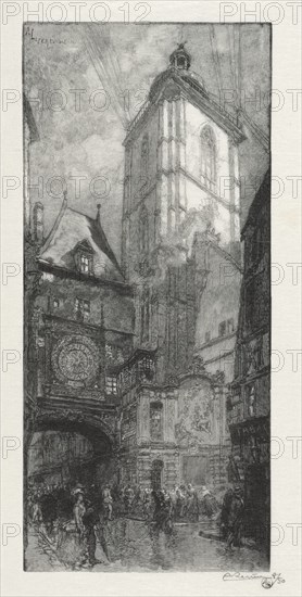 Rouen Illustré: La Gros Horloge, 1888. Creator: Auguste Louis Lepère (French, 1849-1918).