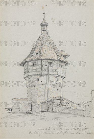 Round Tower, Castle of Munoth, Schafhausen, Switzerland, 1842. Creator: John William Casilear (American, 1811-1893).