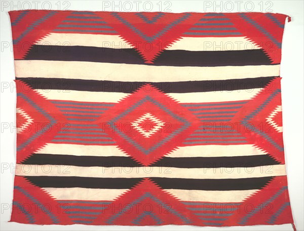 Rug (Third-phase Chief Blanket Style, Germantown Weaving), c. 1890-1910. Creator: Unknown.