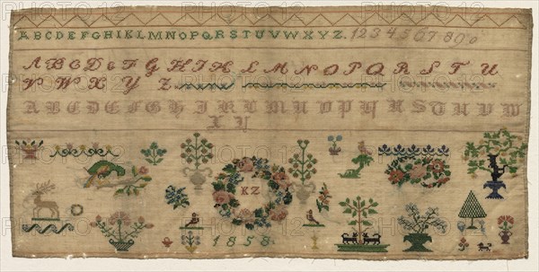 Sampler, 1858. Creator: Celia Kestenbaum Grossman (Austrian).