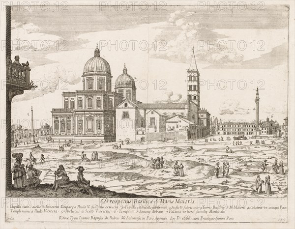 Santa Maria Maggiore from "Prospectus Locurum Urbis Romae Insign[ium]", 1666. Creator: Lievin Cruyl (Flemish, c. 1640-c. 1720).