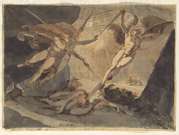 Satan Starts from the Touch of Ithuriel's Spear, 1776. Creator: Henry Fuseli (Swiss, 1741-1825).