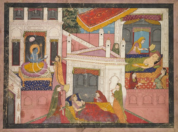 Scenes from the Birth of Krishna, c. 1840. Creator: Unknown.