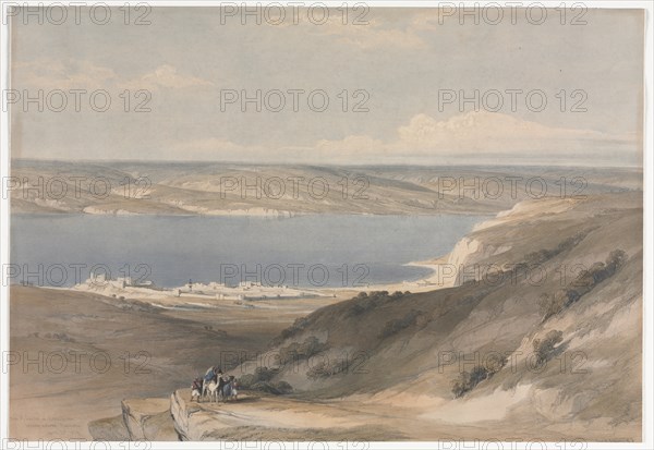 Sea of Galilee at Genezareth looking Towards Bashan, 1839. Creator: David Roberts (British, 1796-1864).