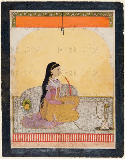 Seated Lady Smoking a Hookah, c. 1780. Creator: Unknown.