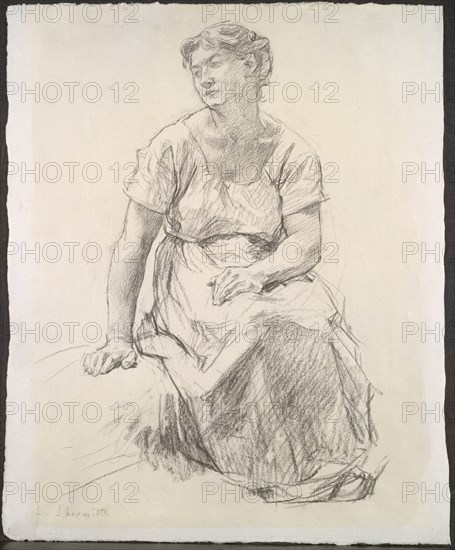 Seated Peasant Woman, c. 1885. Creator: Léon Augustin Lhermitte (French, 1844-1925).
