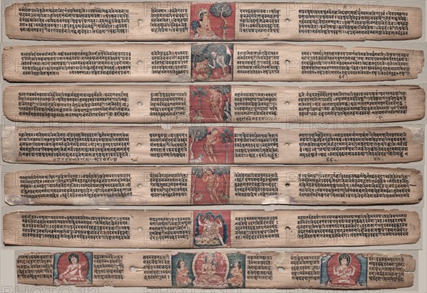 Seven Leaves from a Manuscript of the Gandavyuha-sutra..., 1000s-1100s. Creator: Unknown.