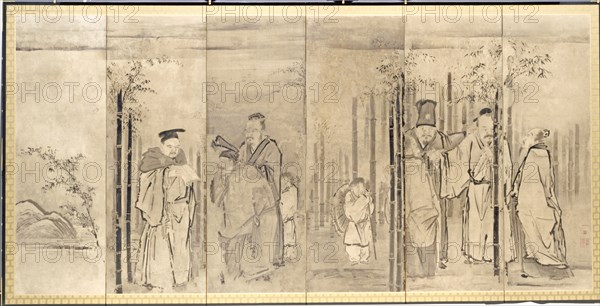 Seven Sages of the Bamboo Grove, 1600s. Creator: Kano Tan?y? (Japanese, 1602-1674).