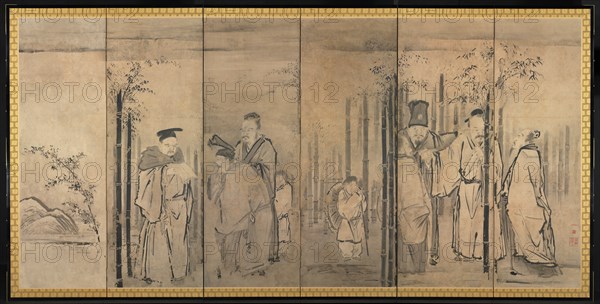 Seven Sages of the Bamboo Grove; Four Elders of Mt. Shang, 1600s. Creator: Kano Tan?y? (Japanese, 1602-1674).