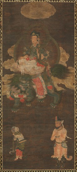 Shakyamuni Triad: Buddha Attended by Manjushri and Samantabhadra (Bodhisattva with Lion), late 1300s Creator: Unknown.