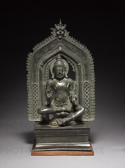 Shrine with a Seated Male Deity, 1300s-1400s. Creator: Unknown.