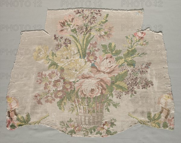 Silk Fragment, Part of Panel called "Le panier fleuri", 1770. Creator: Philippe de Lasalle (French, 1723-1805).