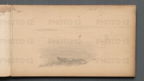 Sketchbook, page 04: Sea Scape with Color Notations, 1859. Creator: Sanford Robinson Gifford (American, 1823-1880).