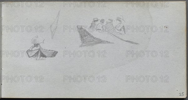 Sketchbook, page 25: Studies of Figures in Boats. Creator: Ernest Meissonier (French, 1815-1891).