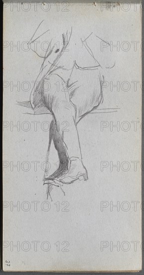 Sketchbook, page 37: Figure Study, crossed legs. Creator: Ernest Meissonier (French, 1815-1891).