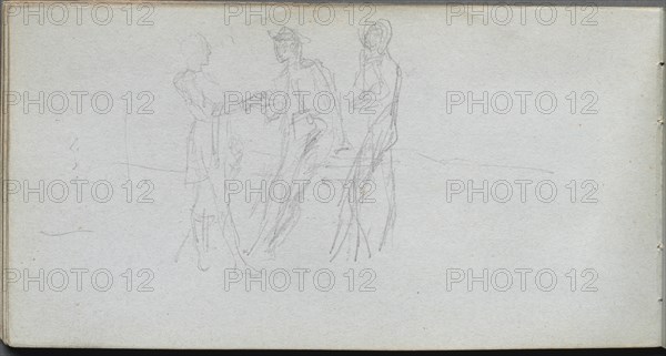 Sketchbook, page 42: Three Figures. Creator: Ernest Meissonier (French, 1815-1891).