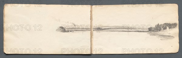 Sketchbook: "Landscape with Sailboats", 1814. Creator: Samuel Prout (British, 1783-1852).