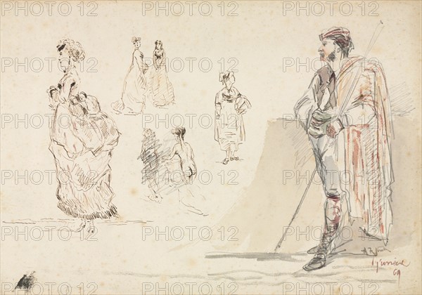 Sketches of Figures, 1869. Creator: Alphonse Marie Adolphe de Neuville (French, 1835-1885).