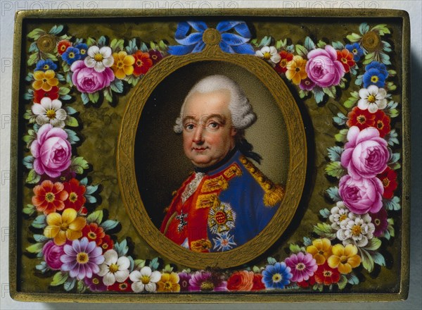 Snuff Box with Portrait of Charles I, Duke of Brunswick, c. 1770. Creator: Fürstenberg Porcelain Factory (German).