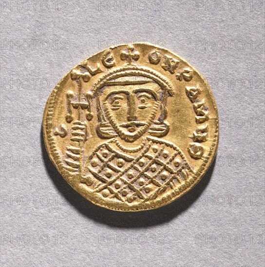 Solidus with Leo IV the Khazar and His Father Constantine V Copronymus , c. 751-775. Creator: Unknown.