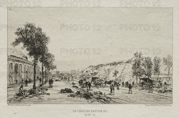 Souvenirs artistiques du Siège de Paris: Le Cavalie (Bastion 63), 1870-71. Creator: Maxime Lalanne (French, 1827-1886); Cadant.