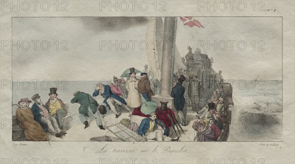 Souvenirs of London: Crossing on the Packet Boat, 1826. Creator: Eugène Louis Lami (French, 1800-1890).