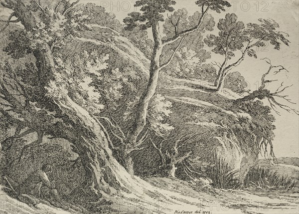 Specimens of Polyautography: Man Seated under an Oak, 1802. Creator: Richard II Cooper (British, 1740-aft 1814).