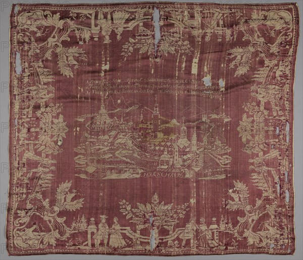 Square of Silk Damask, 1700s. Creator: Unknown.