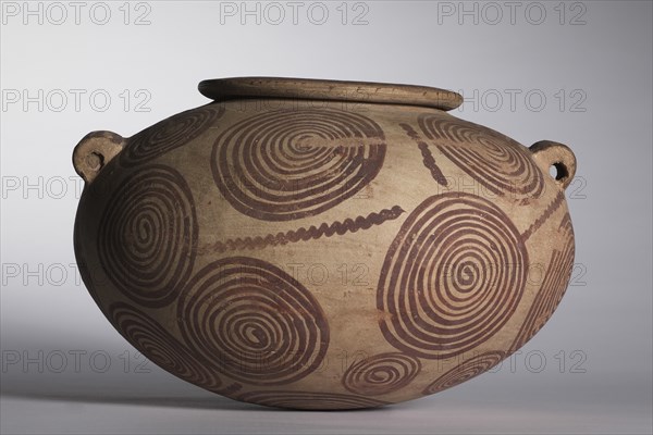 Squat Jar with Lug Handles, c. 3400-3300 BC. Creator: Unknown.