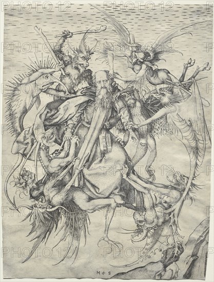 St. Anthony tormented by the Devils, 1400s. Creator: Martin Schongauer (German, c.1450-1491).